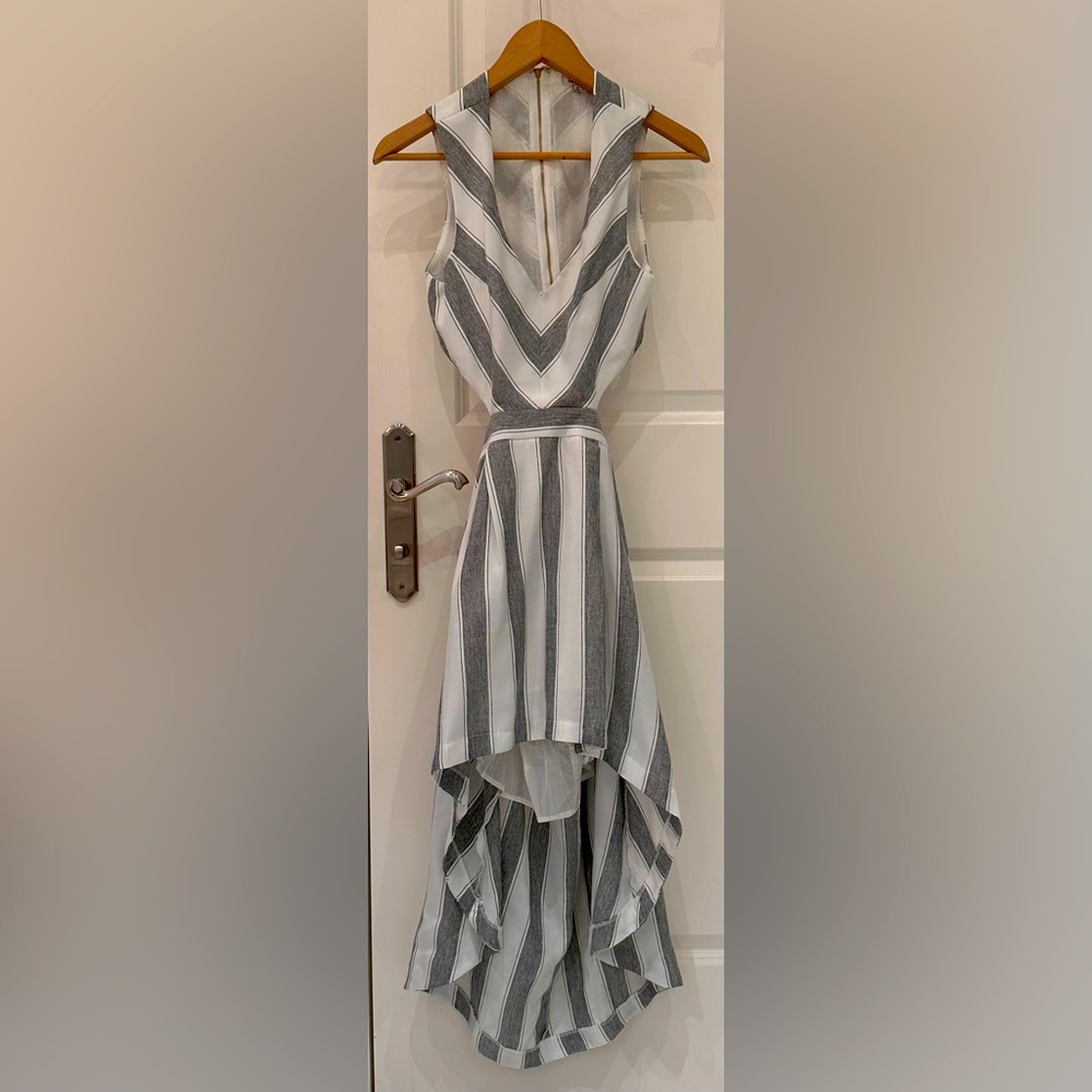 Grey and White Striped Dress
